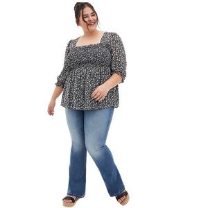 Torrid Floral Smocked Chiffon Blouse